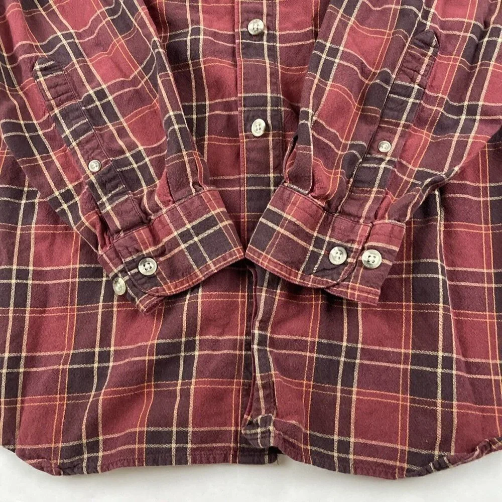 Columbia Button Up Plaid Shirt Men’s XL Cotton Reds Orange Long Sleeve Outdoors